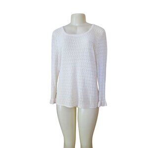 Peruvian Connection Ivory Pima Cotton Crochet Sweater Size XL
